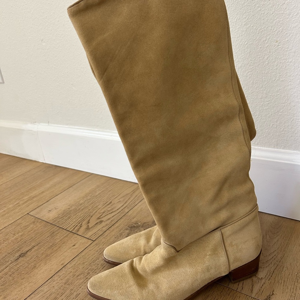 Doen Rivera Tan Suede Knee-High Boots